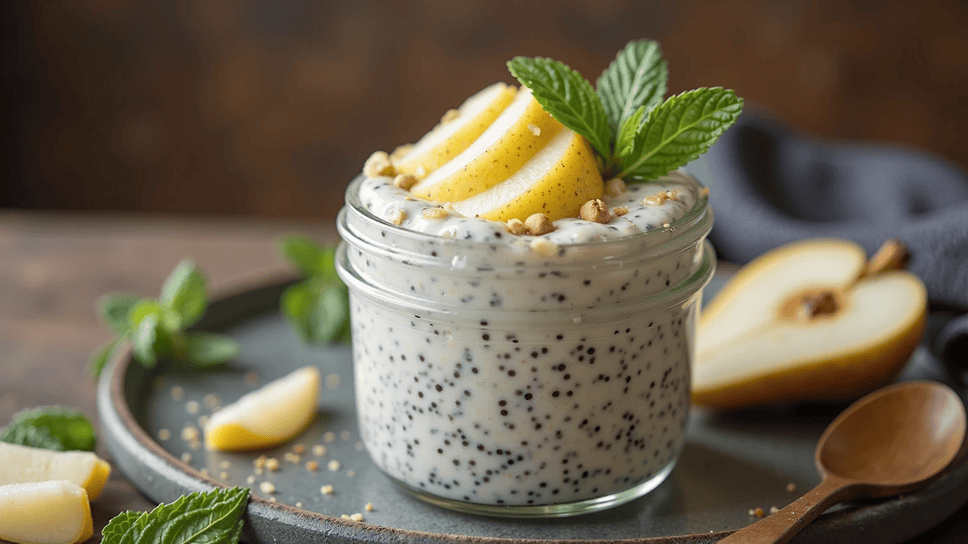 low histamine chia pudding with pear vegan breakfast recipe