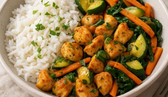 15-Minute Low Histamine Chicken Rice Bowl (low histamine Meal Prep | Nourishly Guide