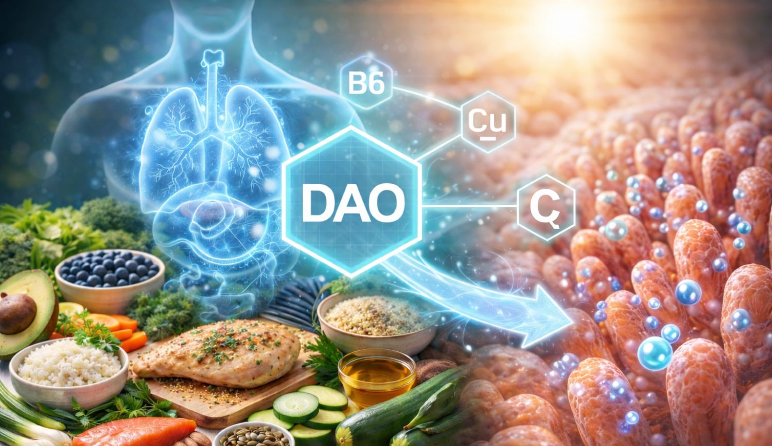 DAO deficiency diet fresh low histamine meal with vegetables and protein for histamine intolerance