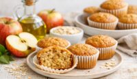 Low histamine cupcakes made with olive oil and fresh apples, soft texture, dairy-free and gut-friendly dessert